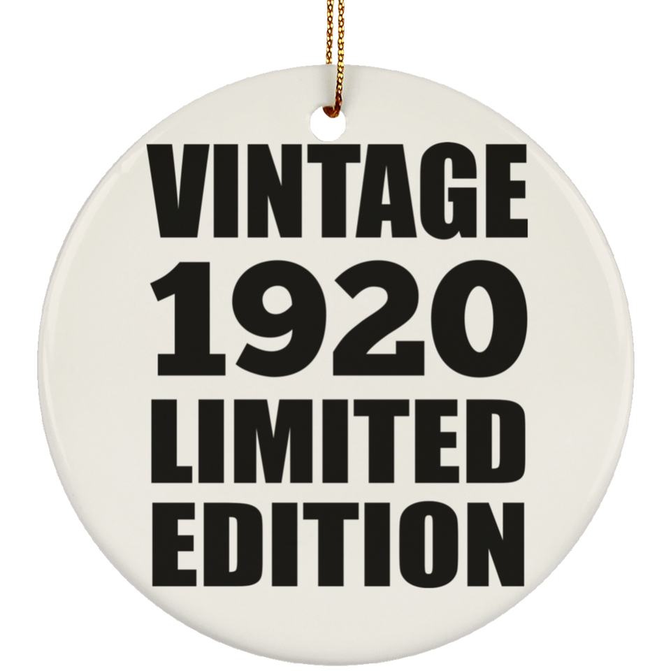 104th Birthday Vintage 1920 Limited Edition - Circle Ornament