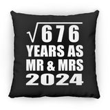 26th Anniversary Square Root of 676 Years As Mr & Mrs 2024 - Throw Pillow Black