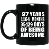 97th Birthday 97 Years 1164 Months 35429 Days Of Awesome - 11oz Coffee Mug Black