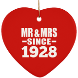 96th Anniversary Mr & Mrs Since 1928 - Heart Ornament