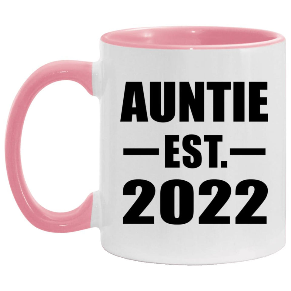 Auntie Established EST. 2022 - 11oz Accent Mug Pink