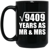 97th Anniversary Square Root of 9409 Years As Mr & Mrs - 15oz Coffee Mug Black