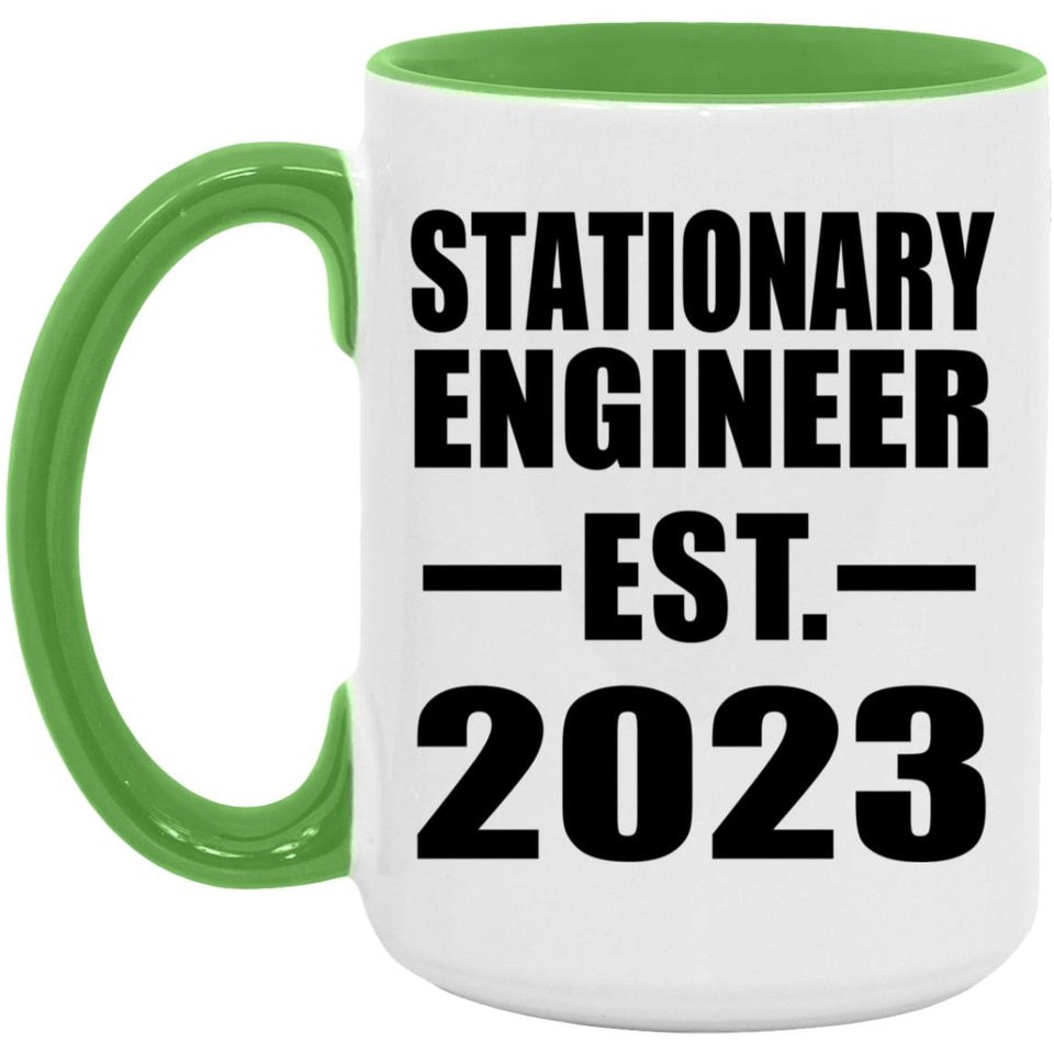 Stationary Engineer Established EST. 2023 - 15oz Accent Mug Green