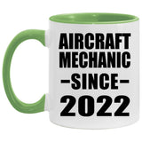 Aircraft Mechanic Since 2022 - 11oz Accent Mug Green