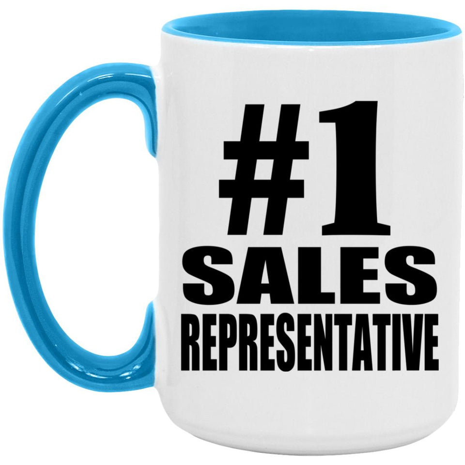 Number One #1 Sales Representative - 15oz Accent Mug Blue