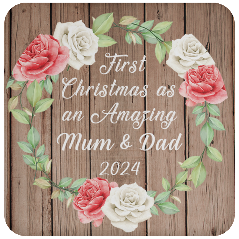 First Christmas As an Amazing Mum & Dad 2024 - Drink Coaster B