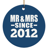12th Anniversary Mr & Mrs Since 2012 - Circle Ornament