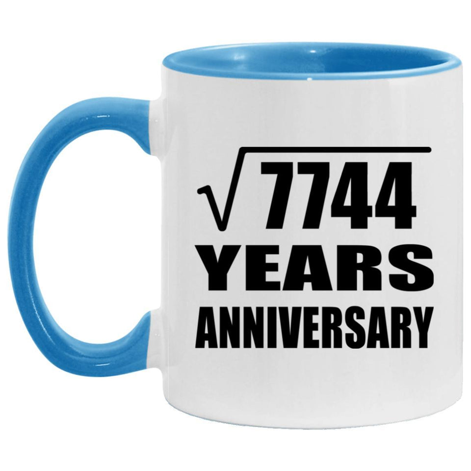 88th Anniversary Square Root of 7744 Years Anniversary - 11oz Accent Mug Blue