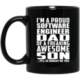Proud Software Engineer Dad Of Awesome Son - 11 Oz Coffee Mug Black