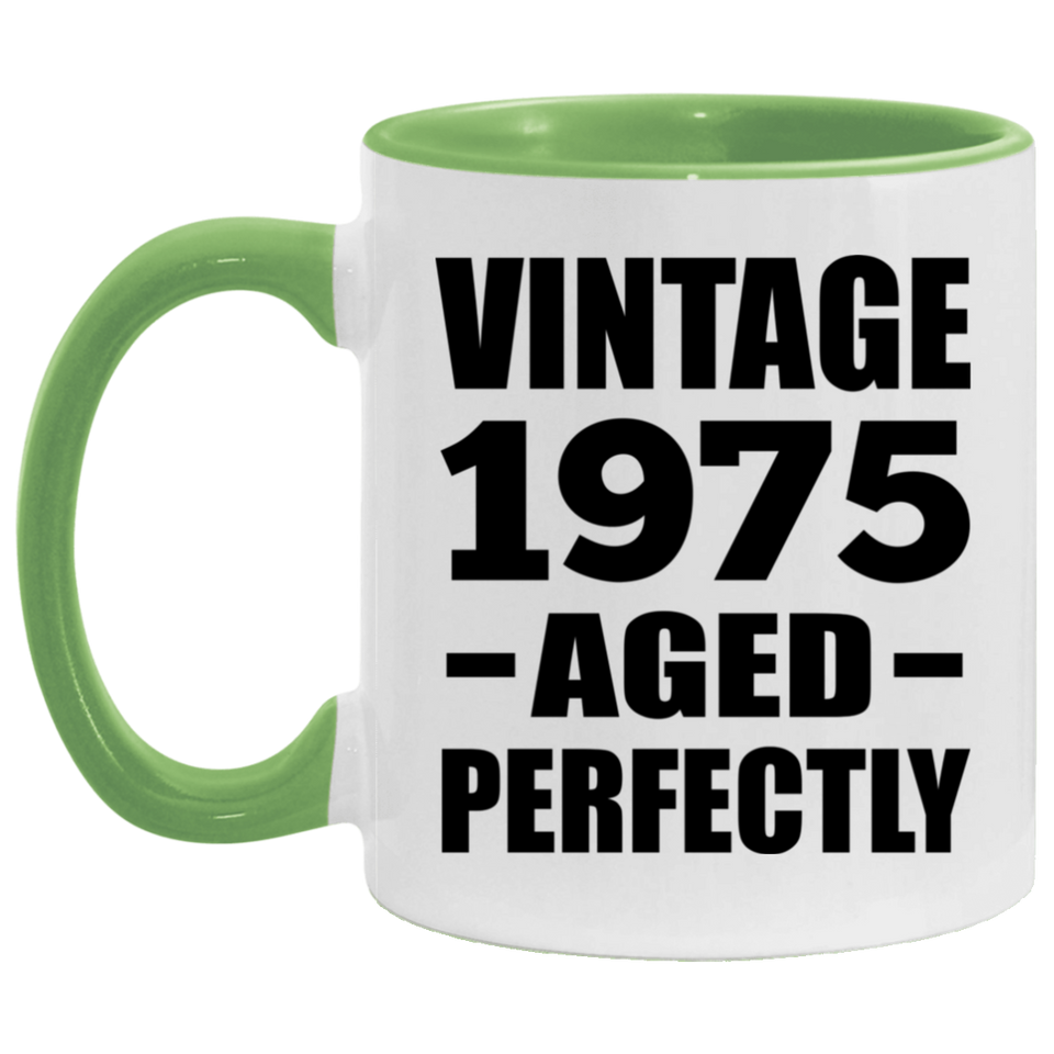 49th Birthday Vintage 1975 Aged Perfectly - 11oz Accent Mug Green