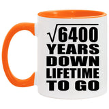 80th Anniversary Square Root of 6400 Years Lifetime To Go - 11oz Accent Mug Orange