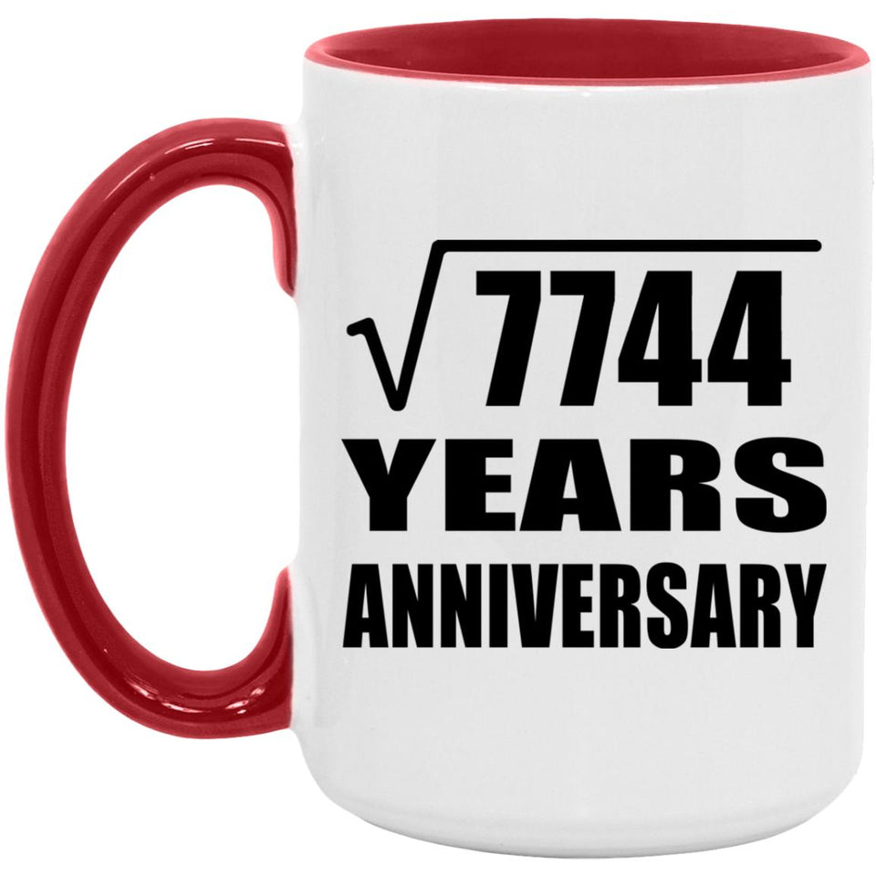 88th Anniversary Square Root of 7744 Years Anniversary - 15oz Accent Mug Red