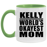 Kelly World's Okayest Mom - 11oz Accent Mug Green