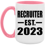 Recruiter Established EST. 2023 - 15oz Accent Mug Pink