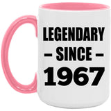 57th Birthday Legendary Since 1967 - 15oz Accent Mug Pink
