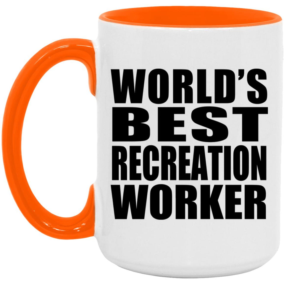 World's Best Recreation Worker - 15oz Accent Mug Orange