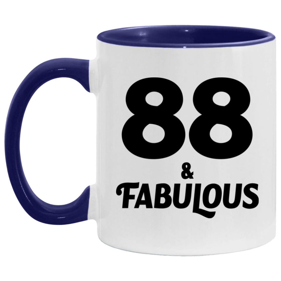 88th Birthday 88 & Fabulous - 11oz Accent Mug Purple