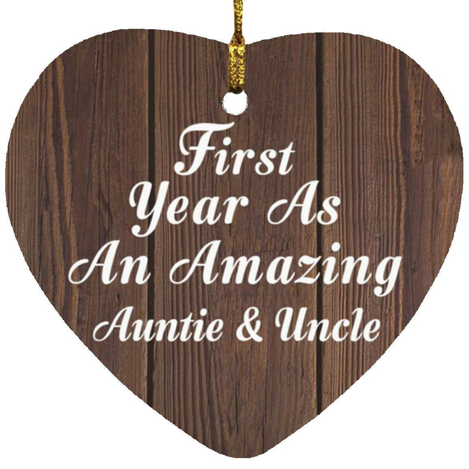 First Year As An Amazing Auntie & Uncle - Heart Ornament D