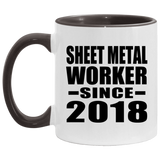 Sheet Metal Worker Since 2018 - 11oz Accent Mug Black