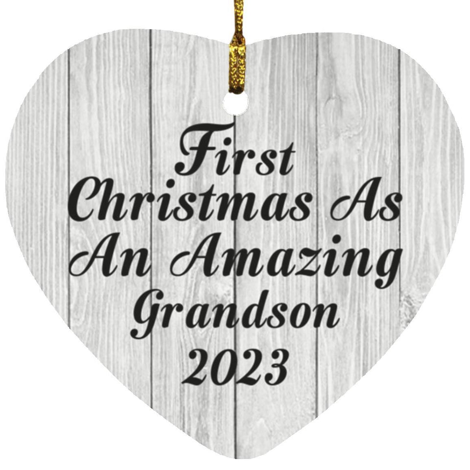 First Christmas As An Amazing Grandson 2023 - Heart Ornament F