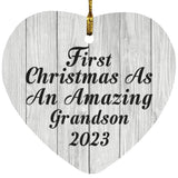First Christmas As An Amazing Grandson 2023 - Heart Ornament F