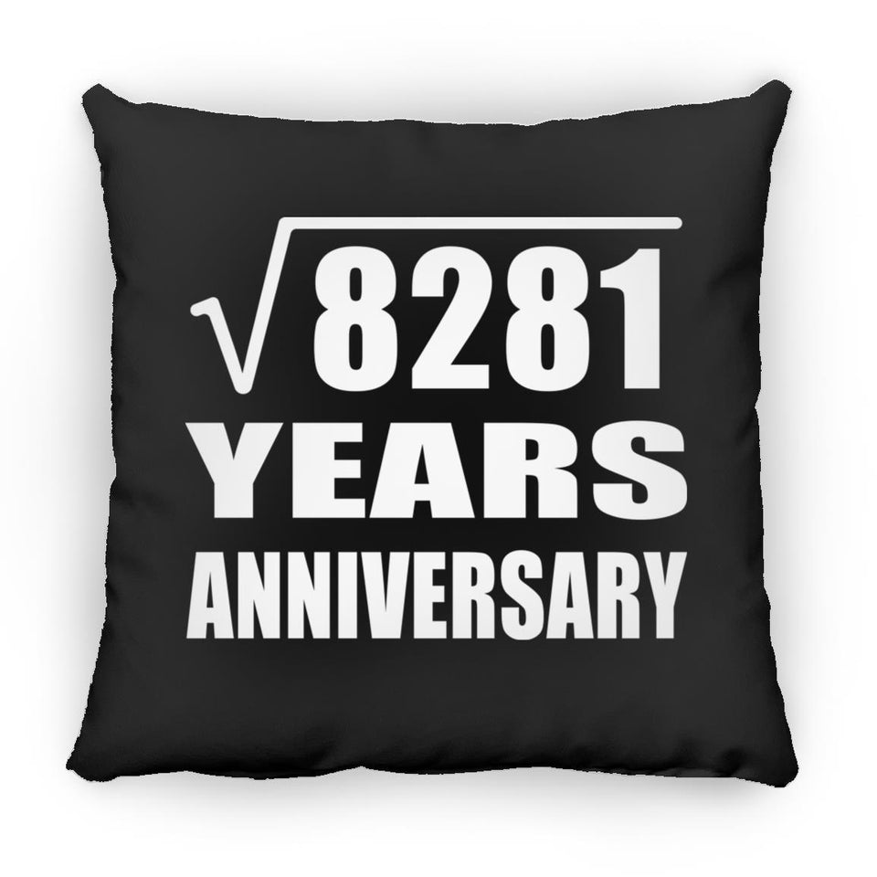 91st Anniversary Square Root of 8281 Years Anniversary - Throw Pillow Black
