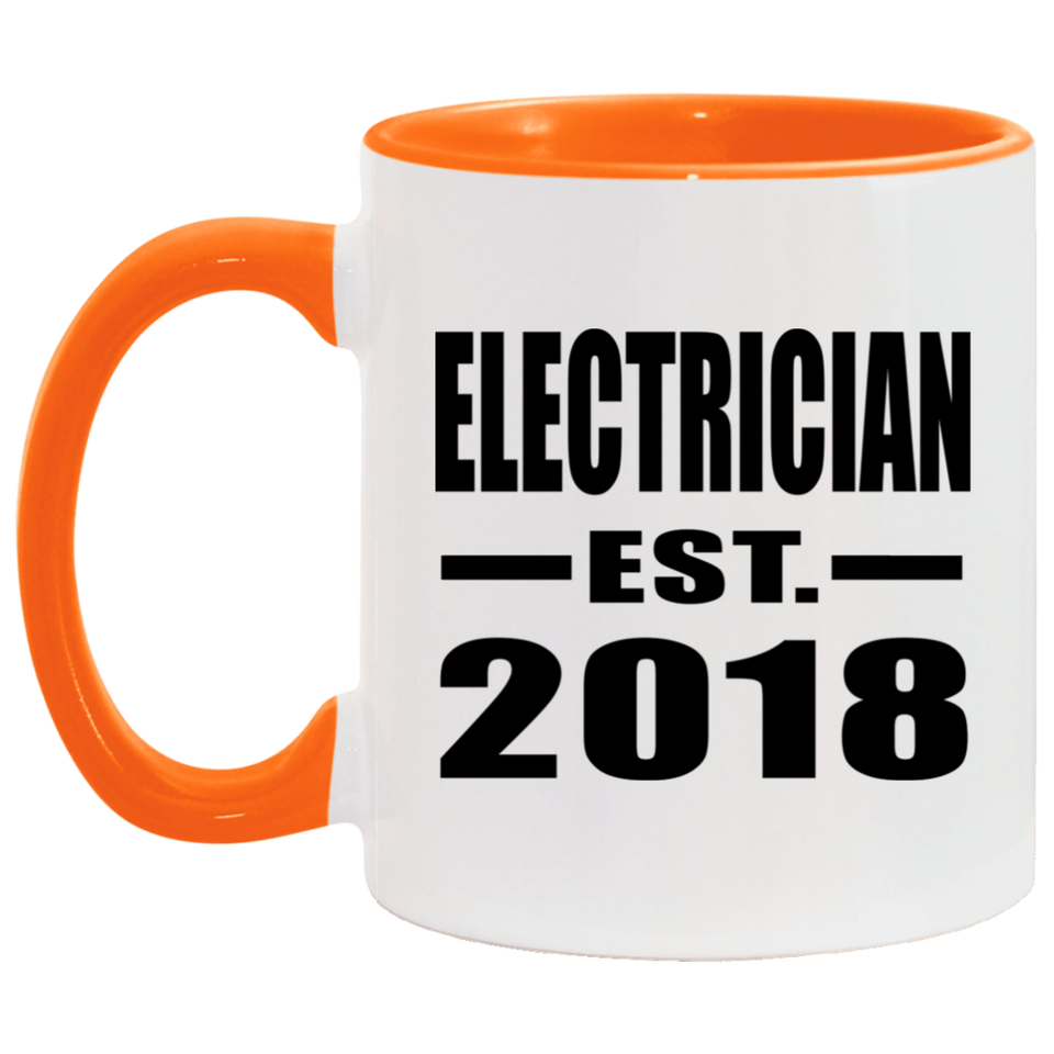 Electrician Established EST. 2018 - 11oz Accent Mug Orange