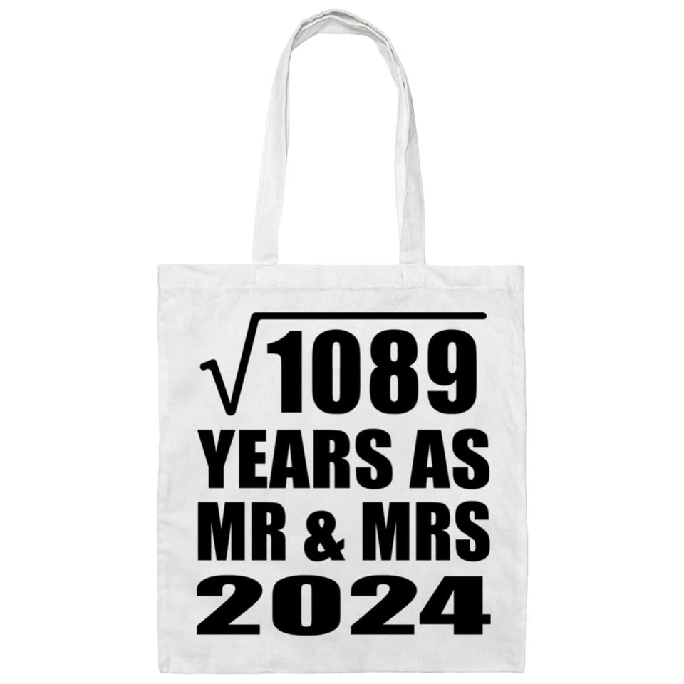 33rd Anniversary Square Root of 1089 Years As Mr & Mrs 2024 - Tote Bag White
