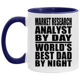 Market Research Analyst By Day World's Best Dad By Night - 11oz Accent Mug Purple