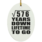 24th Anniversary Square Root of 576 Years Lifetime To Go - Oval Ornament