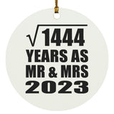 38th Anniversary Square Root of 1444 Years As Mr & Mrs 2023 - Circle Ornament