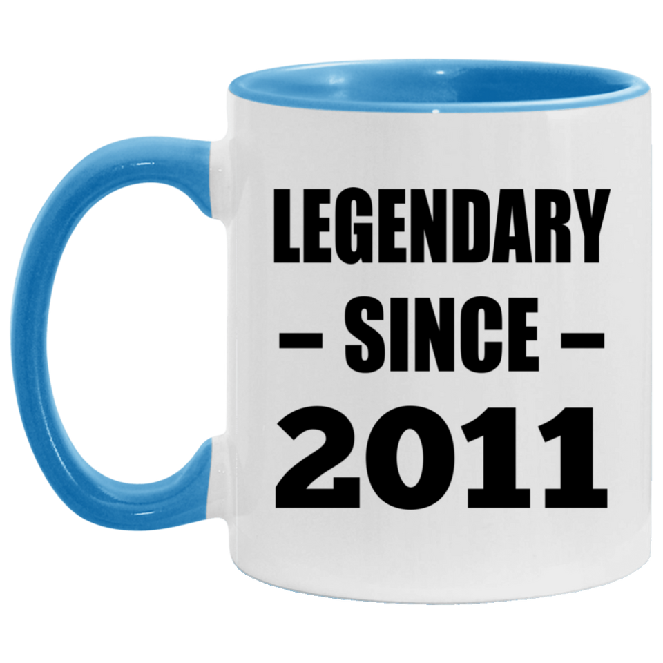 13th Birthday Legendary Since 2011 - 11oz Accent Mug Blue