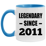 13th Birthday Legendary Since 2011 - 11oz Accent Mug Blue