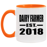 Dairy Farmer Established EST. 2018 - 11oz Accent Mug Orange
