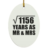 34th Anniversary Square Root of 1156 Years As Mr & Mrs - Oval Ornament