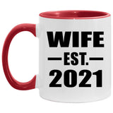 Wife Established EST. 2021 - 11oz Accent Mug Red