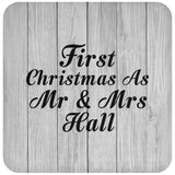 First Christmas As Mr & Mrs Hall - Drink Coaster F