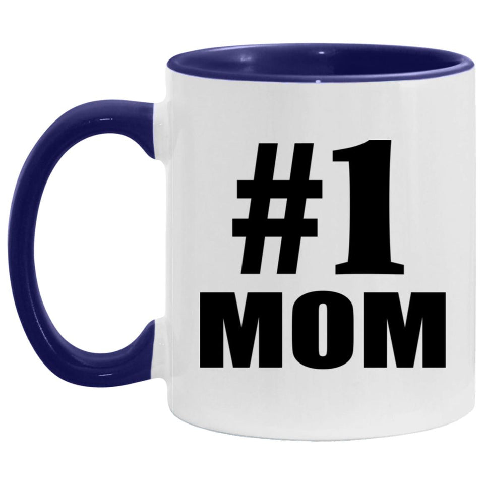 Number One #1 Mom - 11oz Accent Mug Purple