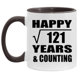 Happy 11th Anniversary Square Root of 121 Years & Counting - 11oz Accent Mug Black