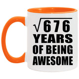 26th Birthday Square Root of 676 Years of Being Awesome - 11oz Accent Mug Orange