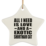 All I Need Is Love And A Exotic Shorthair Cat - Star Ornament