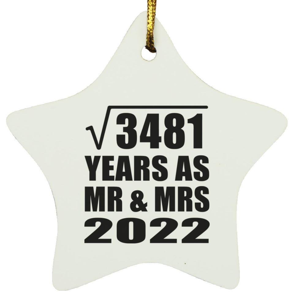 59th Anniversary Square Root of 3481 Years As Mr & Mrs 2022 - Star Ornament
