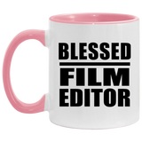 Blessed Film Editor - 11oz Accent Mug Pink