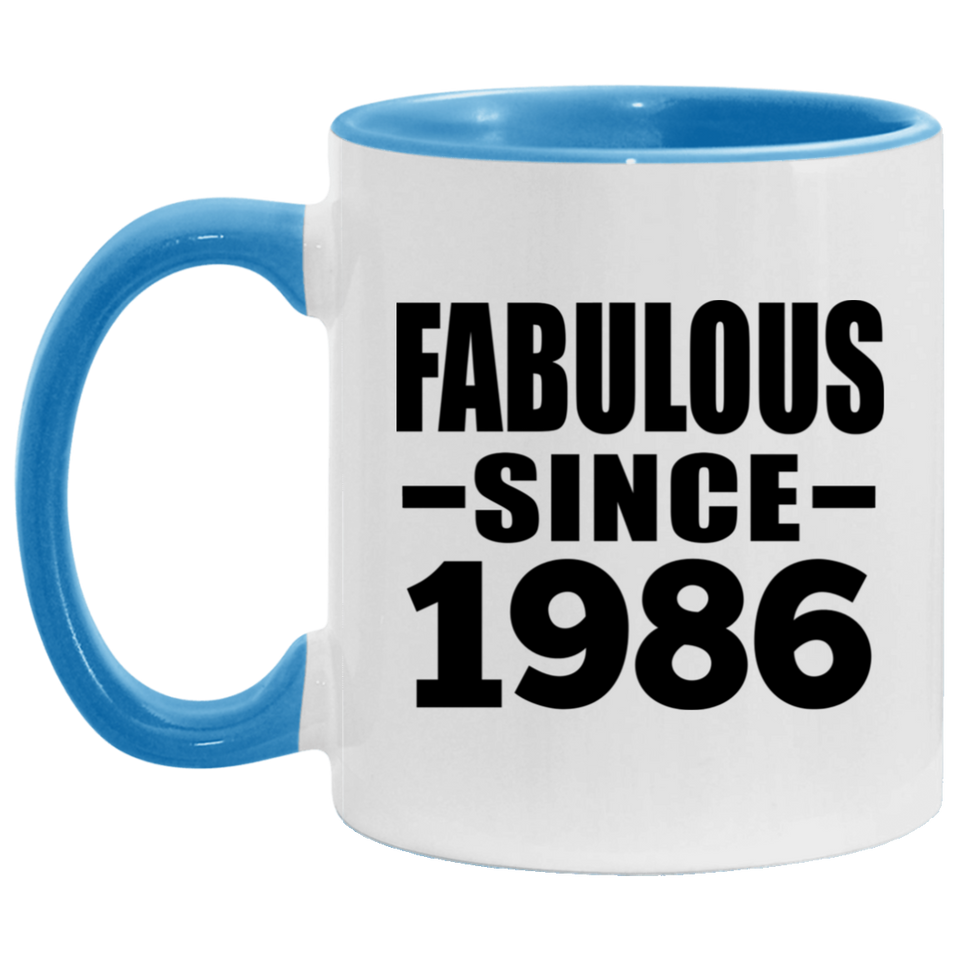 38th Birthday Fabulous Since 1986 - 11oz Accent Mug Blue