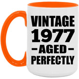 47th Birthday Vintage 1977 Aged Perfectly - 15oz Accent Mug Orange