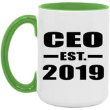 CEO Established EST. 2019 - 15oz Accent Mug Green