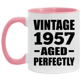 67th Birthday Vintage 1957 Aged Perfectly - 11oz Accent Mug Pink