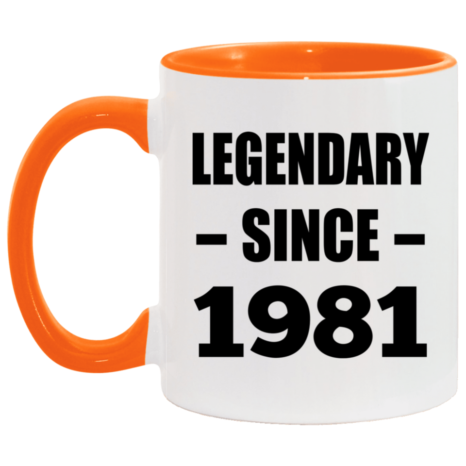 43rd Birthday Legendary Since 1981 - 11oz Accent Mug Orange