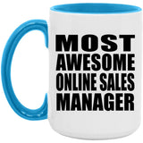Most Awesome Online Sales Manager - 15oz Accent Mug Blue