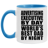 Advertising Executive By Day World's Best Dad By Night - 11oz Accent Mug Blue